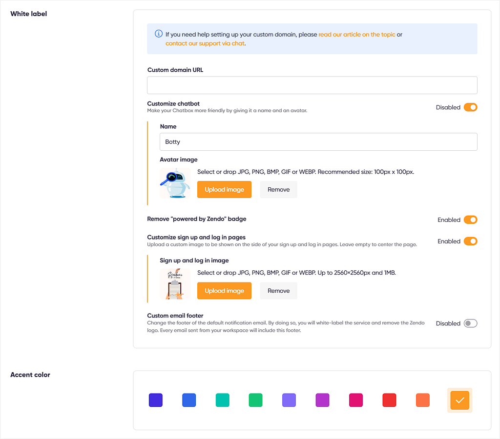 Zendo's many branding and white label options