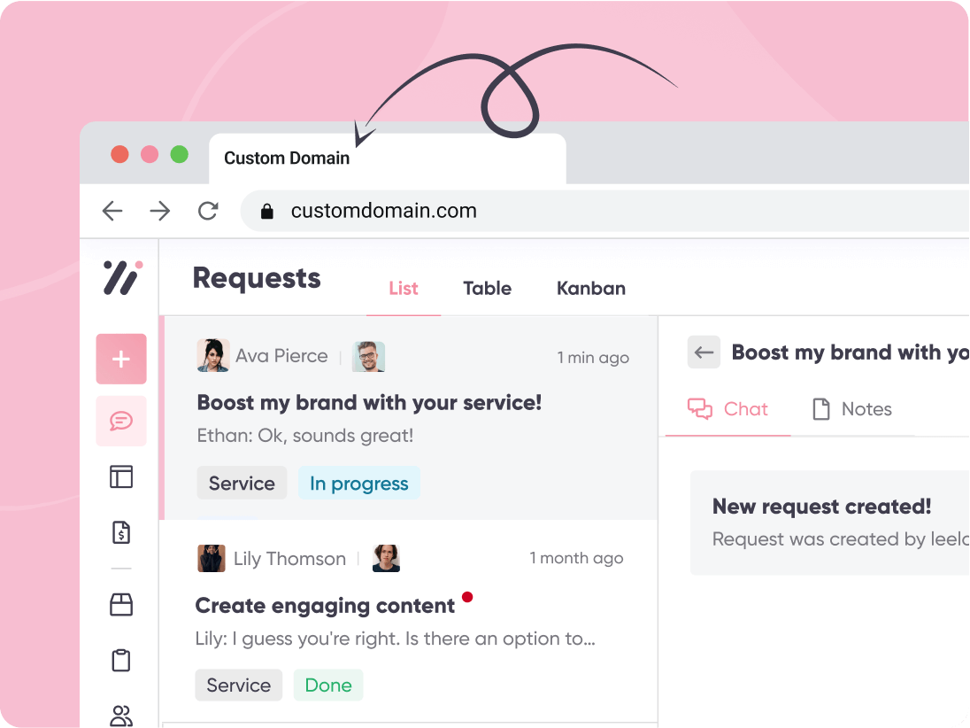 Screenshot of your custom domain in Zendo.
