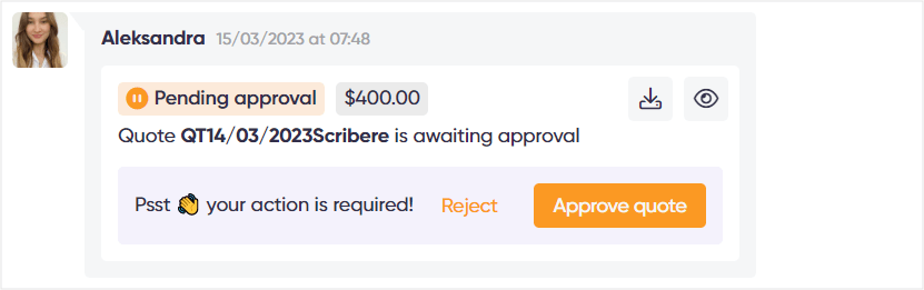 quote approval in Zendo